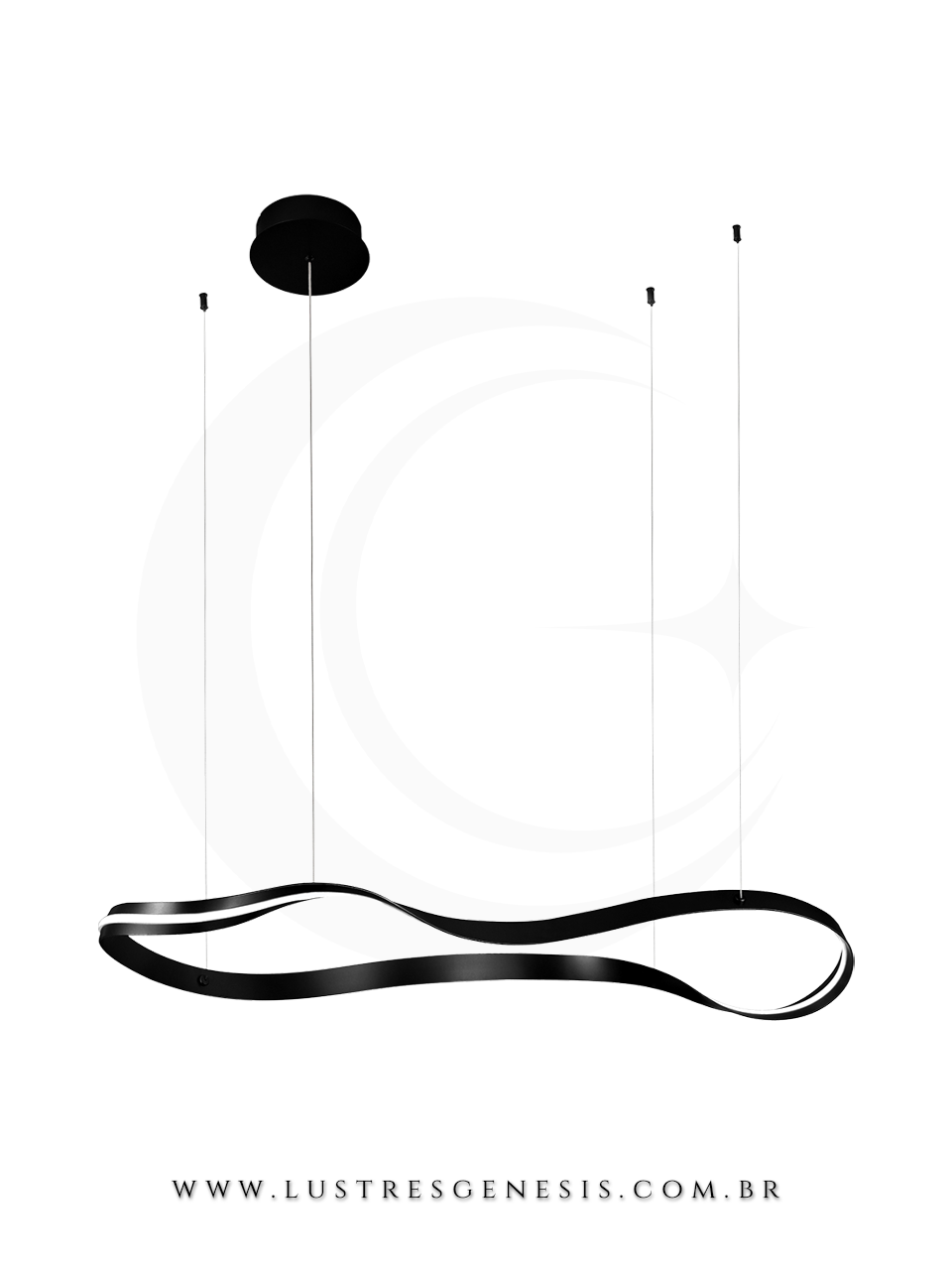 Lustre Pendente de LED Moderno 115cm Preto Lustres Genesis loja online de Lustres e Iluminação Decorativa
